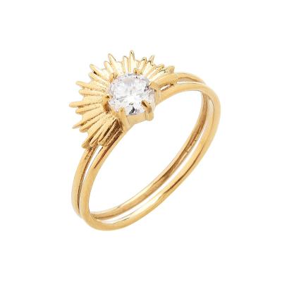 China Fashionable 14k Gold Plating Ring 3AAA Zircon Stainless Steel Fashionable Female Ring for sale