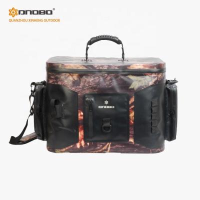 China Waterproof RF Welded Outdoor Travel 30 Can Portable Tote Soft Sided Fishing Cooler Bag With Grab Top Handle for sale