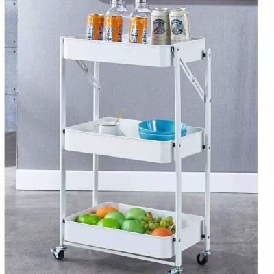 China High Quality Wholesale Home Metal 3 Tiers Rack Shelf Storage Kitchen Organizer Restaurant Hotel Multifunctional Foldable for sale