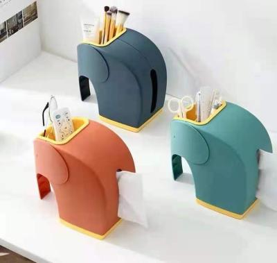 China Wholesale Contemporary Cute Elephant Home Office Accessories PP Modern Amazon Success Amazon Tissue Box Pen Pencil Organizer Holder Desktop for sale