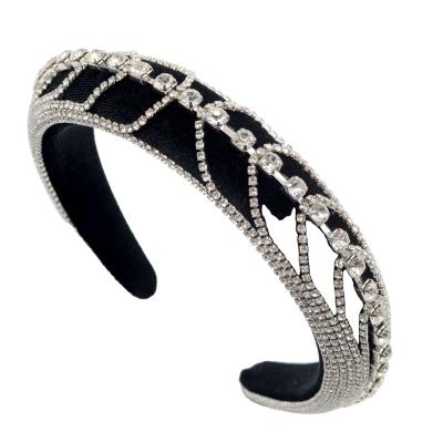 China Pretty Lady New Wholesale Bridal Fashional Diamond Luxury Sponge Hairband Baroque Hair Accessories For Women Bling Rhinestone Headband New for sale