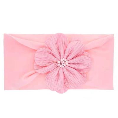 China Princess Wholesale New Fashion Kids Accessories Soft Baby Hair Band Chiffon Flower Elastic Nylon Headband Kids Children for sale