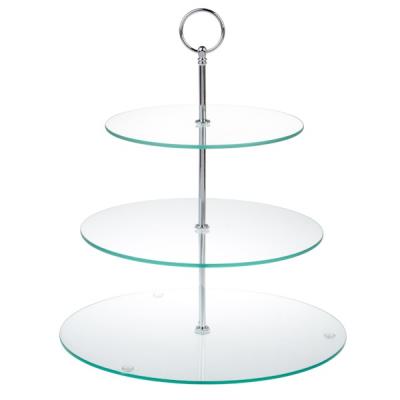 China Disposable Crystal 3 Tier Tempered Glass Cake Tool Cake Stand for sale