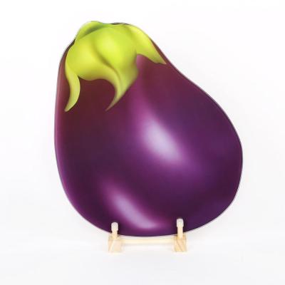 China Viable eggplant shape tempered glass breakfast board with sticker paper for sale