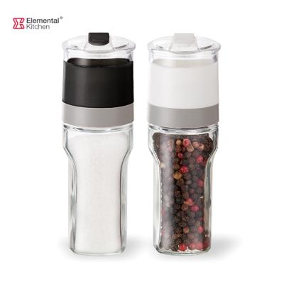 China Viable Ceramic Mechanism Salt and Pepper Grinder with Black and White for Kitchen Spice Salt Grinder Glass for sale