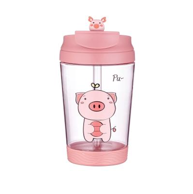 China Viable Kids Cartoon Animal Series Pink Plastic Cup Ice Cream for sale