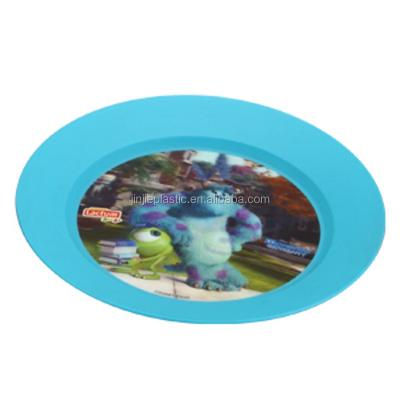 China Sustainable Custom Printable Round Dinner Plastic Dishes With Logo For Kids for sale