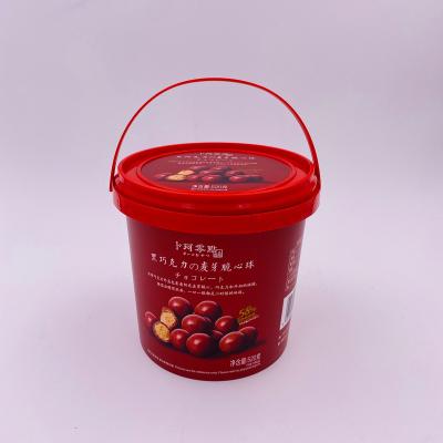 China Customizable IML Printing Food Grade Chocolate Container Customizable Plastic Bucket for sale