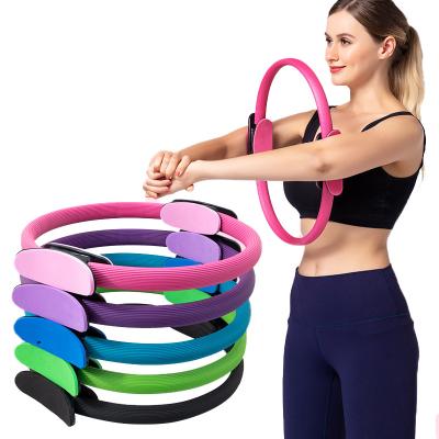 China Wholesale Yoga Pilates Ring Set With Handle Fiberglass +NBR Fitness Workout Training Accessories Eco-friendly Custom Yoga Magic Circle for sale