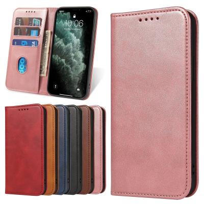 China High Quality Shockproof Cow Grain Flip Leather Phone Case For iPhone 14 13 12 Plus Magnetic Wallet Phone Cover For iPhone 11 mini XS XR Max for sale