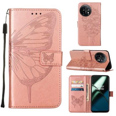 China Butterfly Wallet Phone Shockproof Embossed Leather Case For Oneplus One Plus CE 11 3 Card Slots 10T 2 Lite Nord CE 2T N10 N20 N100 N200 9 for sale