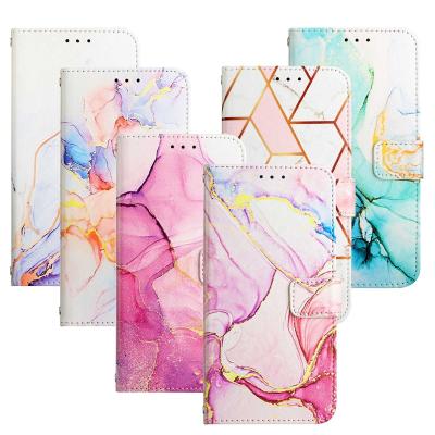 China Shockproof Marble Leather Spark 9 Flip Magnetic Cover For TECNO POP 6 GO pro 8C POVA 4 Camon 19 Stand Wallet Phone Case Card Slot for sale