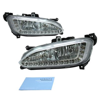 China Wholesale ABS Led Car Drl Fog Light For Hyundai IX45 Santa Fe Two Hole LED Daytime Running Lights for sale