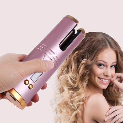 China Auto Rechargeable Portable Ceramic Barrel Hair Curling Iron Radio Usb Curling Magic Wand With LCD Display for sale