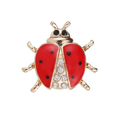 China Diamond Retro All-match Fashion Cartoon Korean Clothing Shirt Elegant Beetle Brooch Plating Lapel Pin Crystal Zircon Red Insect Brooches for sale