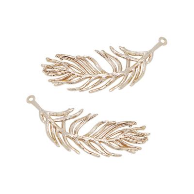 China CLASSIC Diy Handmade Pendant Necklace Jewelry Accessory Metal Leaf Feather Hollow Pendant for sale