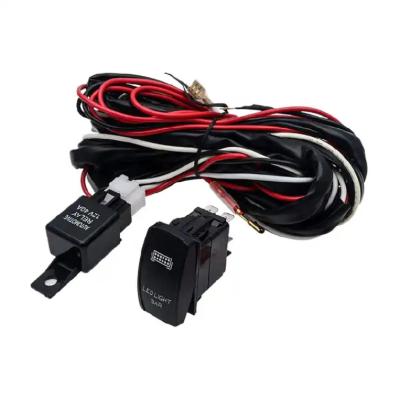 China Automobile Automotive Wiring Set Universal Wire harness with Relay Switch Fuse holder Connection cable for Lighting LED Whip for sale