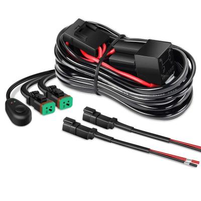 China Automobile 16AWG DT Connector Wiring Harness Kit LED Light Bar 12V On Off Switch Power Relay Blade Fuse for Off Road Lights LED Work Light for sale