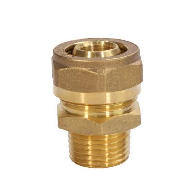 China MG-F003 Plumbing Brass Fittings Male Compression Adapter Brass Fittings For Plastic PERT/Reducing Pipe Equal for sale