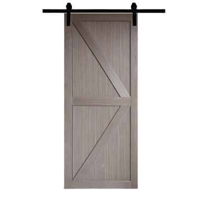 China Hot Sale Windproof K-Frame Sliding Wood Barn Door Perforated Ready To Assemble With 36in x 84in Door Size for sale