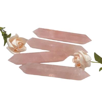 China Hot Selling High Quality Natural Europe Rose Quartz Healing Crystal Double Ended Dots for sale