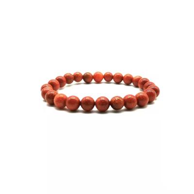 China Fashionable Wholesale Natural Sand Stone Europe Gold Bead Elastic Bracelets 8/mm for sale