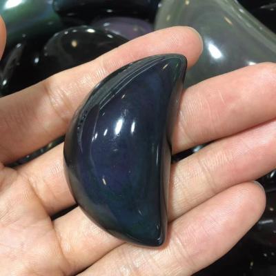 China Wholesale Natural Obsidian Crystal Healing Europe Color Moon Craft Crystal Decoration for sale