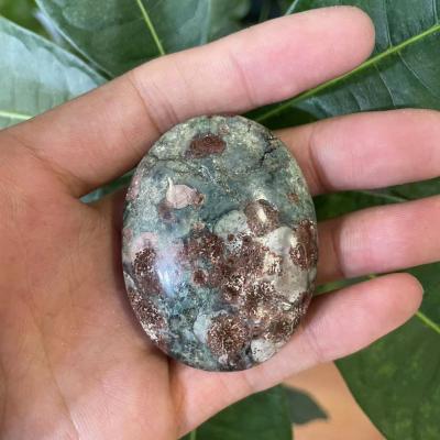 China Europe quality natural cherry blossom agate stick tip green crystal flower agate at plam stone for sale