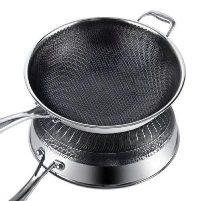 China 304 Stainless Steel Nice Sustainable Heat Conductivity And Uniform Pancake Pan Honeycomb Coating Nonstick Pan for sale