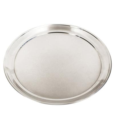 China Professional Disposable Western Round Steak Tray Eco-Friendly Stainless Steel Dinner Plates Silver Dishes Round Dish Dinnerware Tray for sale