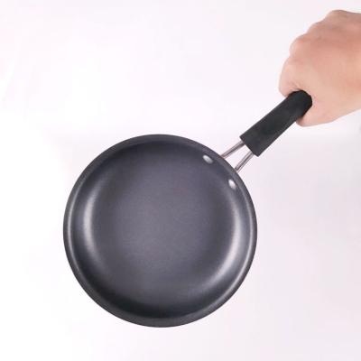 China Cheap Custom Round Induction Bottom Cookware With Anti-scalding Handle Frame Frying Pan Black for sale