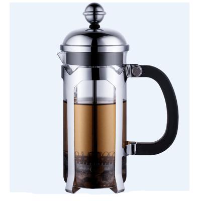 China Viable hot sale hotel resturant use morden portable coffee kettle teapot glass borosilicate french press with triple layers filter for sale