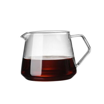 China Sustainable Hot Sale 400ml 650ml Borosilicate Glass Clear Heat Resistant Coffee Server For Family for sale