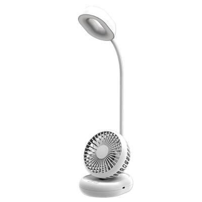 China Desk Lamp With 4 Inch Rechargeable Fan Small Fan Two-in-One Function Adjustable Angle With LED Lighting Table Lamp Long Battery Life for sale