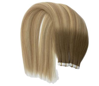 China Brave Man Touching Tape Hair Weft Extensions Remy Blonde Hair Extension 100% Virgin Natural Cuticle European Human Skin for sale