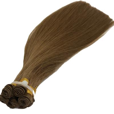 China Luxury Silk Straight Russian Double Cuticle Private Label Hand Drawn Hair Tied Hair Weft Extensions for sale