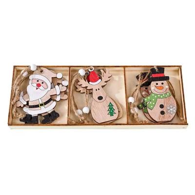 China new Santa Claus Combination Pendant Wooden Car Christmas tree decoration cartoon Semi-mechanical and semi-manual Christmas tree decoration accessories for sale