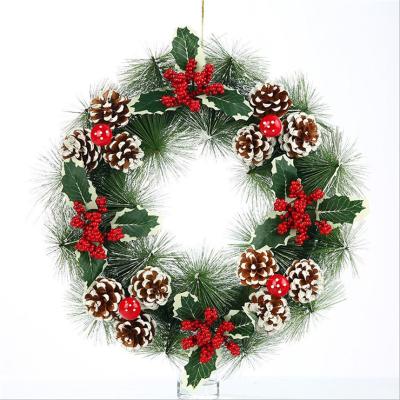 China Electric Santa New Christmas wreath ornaments door hanging pine needle pendulum ornaments for sale