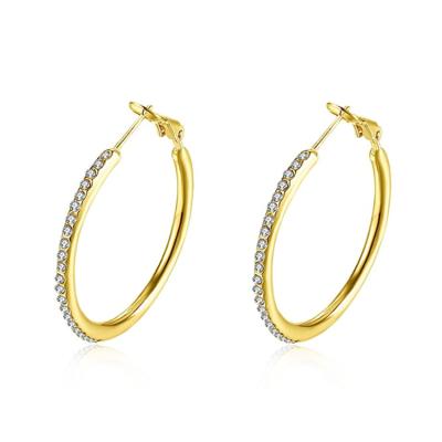 China Wholesale Real Solid Gold Diamond 18K Gold Hoops Earrings Women TRENDY for sale