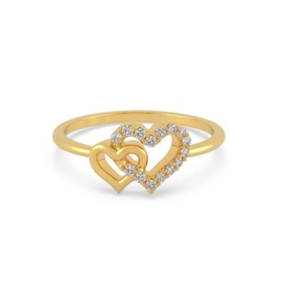 China Wholesale Romantic Solid Gold Heart Rings Engagement 22K Gold Ring Jewelry for sale