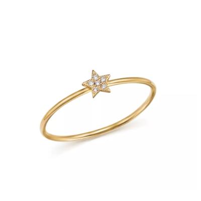 China CLASSIQUE Minimalist Yellow Gold Diamond Star Rings Women Jewelry 14K Gold for sale