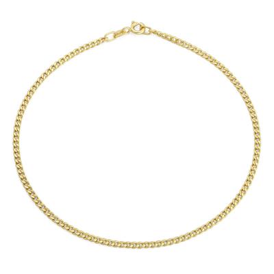 China FASHIONABLE In Stock 925 Sterling Silver Gold Plated Women Cuban Link Anklet Chain Jewelry for sale