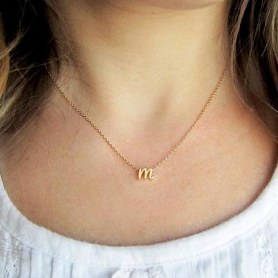 China Cute Tiny Cursive Initial Necklace Gold Alphabet Letter Choker Necklace Minimalist Jewelry For Women for sale