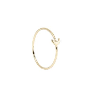 China FASHIONABLE tasty jewelry 925 Sterling Silver Gold Plated Minimal ring Crescent Moon Stacking Band Ring tiny for sale