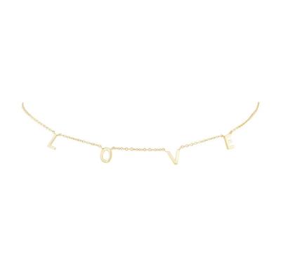 China Fashionable Women Necklace Sterling Silver Gold Plated Letter Love Choker Necklace Jewelry for sale