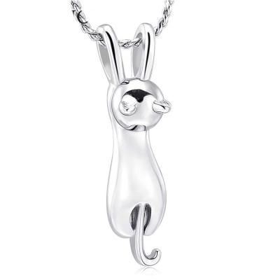 China Cute Pet Ashes Necklace 925 Sterling Silver Cat Urn Pendant Necklace Memorial for sale