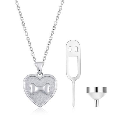 China FASHIONABLE Pet Ashes Keepsake Heart Shape Bone Design Dog Necklace Urn Memorial Jewelry for sale