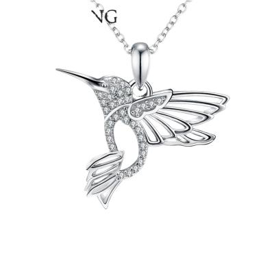 China Cute Sterling Silver Bird Hummingbird Pendant Necklace 925 Hummingbird Necklace for sale