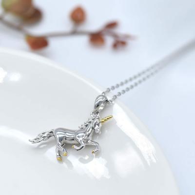 China Unicorn Necklace Cute FASHIONABLE 925 Sterling Silver Children Jewelry Animal Unicorn Pendant Necklace for sale