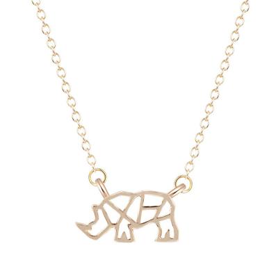 China Cute Rhino Necklace 925 Sterling Silver Animal Rhino Necklace Pendant for sale